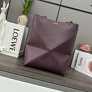 Okify Loewe Medium Puzzle Fold Tote Bag In Burgundy Shiny Calfskin 25.5x14.5x31.5cm  - 1