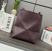 Okify Loewe Medium Puzzle Fold Tote Bag In Burgundy Shiny Calfskin 25.5x14.5x31.5cm  - 4