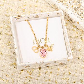 Okify Dior Bee Pink Gold Necklace 