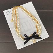 Okify Dior 3 layers necklace with bow and pearl  - 1