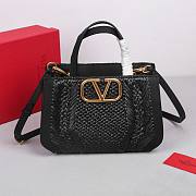 Okify Valentino Garavani Vlogo Raffia Tote Bag In Black 27x11x18cm  - 1