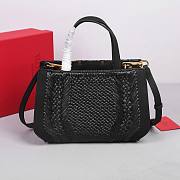 Okify Valentino Garavani Vlogo Raffia Tote Bag In Black 27x11x18cm  - 3