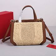 Okify Valentino Garavani Vlogo Raffia Tote Bag In Beige 27x11x18cm  - 2