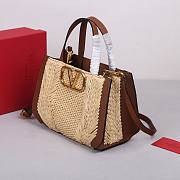 Okify Valentino Garavani Vlogo Raffia Tote Bag In Beige 27x11x18cm  - 5