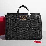 Okify Valentino Black Raffia Tote Bag 48cm  - 1