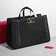 Okify Valentino Black Raffia Tote Bag 48cm  - 4