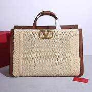 Okify Valentino Beige Raffia Tote Bag 48cm  - 1