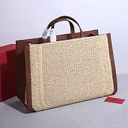 Okify Valentino Beige Raffia Tote Bag 48cm  - 2