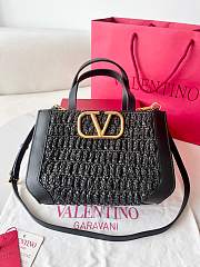 Okify Valentino Black Raffia Tote Bag 27x11x18cm  - 1