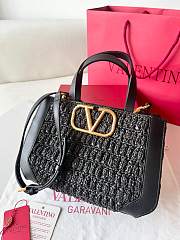 Okify Valentino Black Raffia Tote Bag 27x11x18cm  - 2