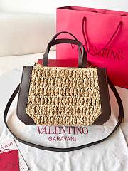 Okify Valentino Beige Raffia Tote Bag 27x11x18cm  - 5