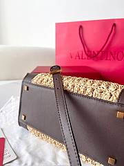 Okify Valentino Beige Raffia Tote Bag 27x11x18cm  - 3