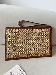 Okify Valentino Beige Raffia Clutch 29x20cm  - 4