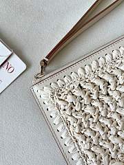 Okify Valentino White Raffia Clutch 29x20cm  - 3