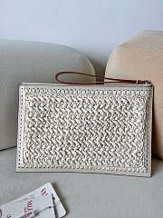 Okify Valentino White Raffia Clutch 29x20cm  - 2