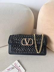 Okify Valentino Black Raffia Chain Bag 20x10.5x4cm  - 1