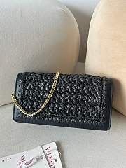 Okify Valentino Black Raffia Chain Bag 20x10.5x4cm  - 2