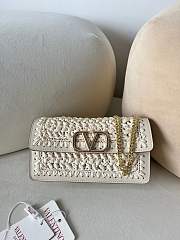 Okify Valentino White Raffia Chain Bag 20x10.5x4cm  - 1