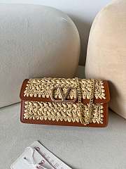 Okify Valentino Beige Raffia Chain Bag 20x10.5x4cm  - 1