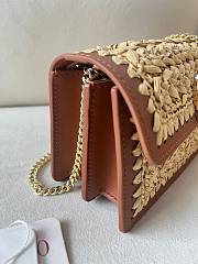 Okify Valentino Beige Raffia Chain Bag 20x10.5x4cm  - 3