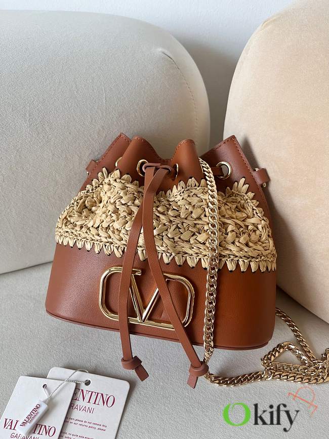 Okify Valentino Garavani Mini Raffia Bucket Bag 20x17x8.5cm - 1