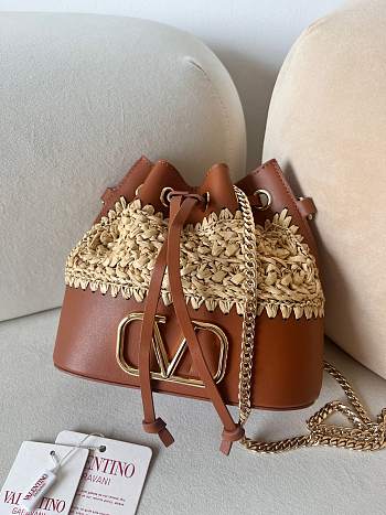 Okify Valentino Garavani Mini Raffia Bucket Bag 20x17x8.5cm