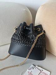 Okify Valentino Garavani Mini Raffia Bucket Bag In Black 20x17x8.5cm - 5