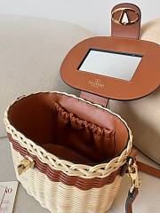 Okify Valentino Garavani VLogo Signature Wicker Vanity Bag In Brown 19x13.5x13cm  - 6