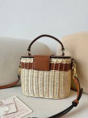 Okify Valentino Garavani VLogo Signature Wicker Vanity Bag In Brown 19x13.5x13cm  - 5