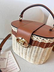 Okify Valentino Garavani VLogo Signature Wicker Vanity Bag In Brown 19x13.5x13cm  - 4