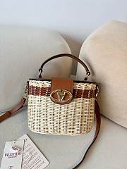 Okify Valentino Garavani VLogo Signature Wicker Vanity Bag In Brown 19x13.5x13cm  - 1