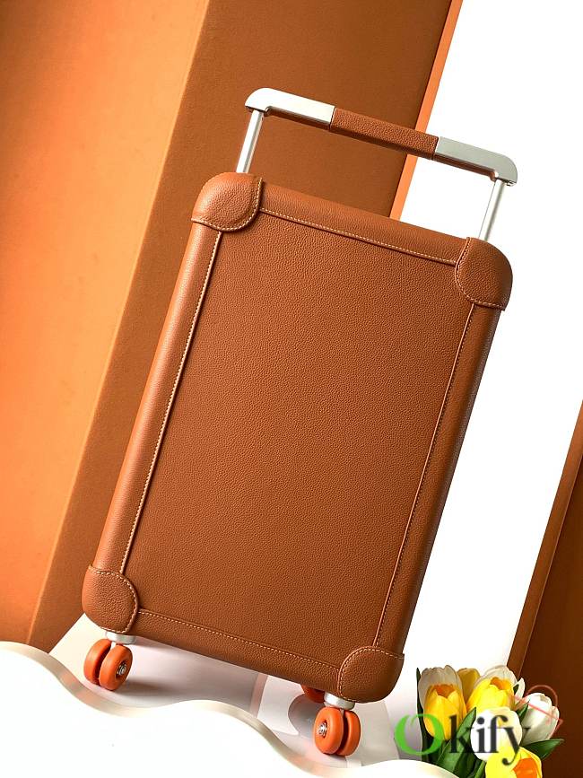 Okify Hermes Orange Brown Suitcase  - 1