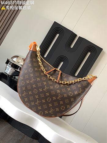 Okify Louis Vuitton Brown Monogram Loop Hobo Bag 38x20x10cm 