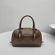 Okify MiuMiu Aventure nappa leather top handle bag in dark brown 21x8x13cm  - 3