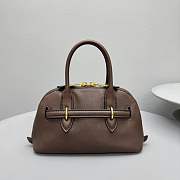 Okify MiuMiu Aventure nappa leather top handle bag in dark brown 28x10x27cm  - 4