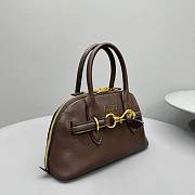 Okify MiuMiu Aventure nappa leather top handle bag in dark brown 28x10x27cm  - 3