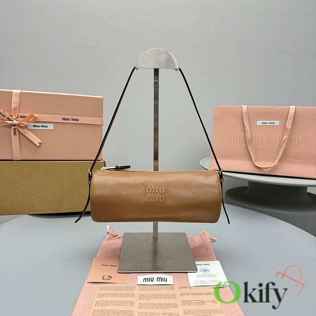 Okify MiuMiu Brown Nappa Leather Pouch Bag 22x10x9cm  - 1