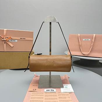 Okify MiuMiu Brown Nappa Leather Pouch Bag 22x10x9cm 