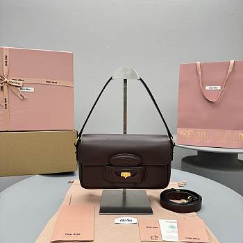 Okify MiuMiu Dark Brown Penny Leather Bag 24x15x5cm 