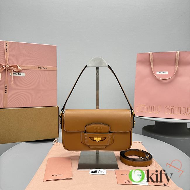 Okify MiuMiu Brown Penny Leather Bag 24x15x5cm  - 1