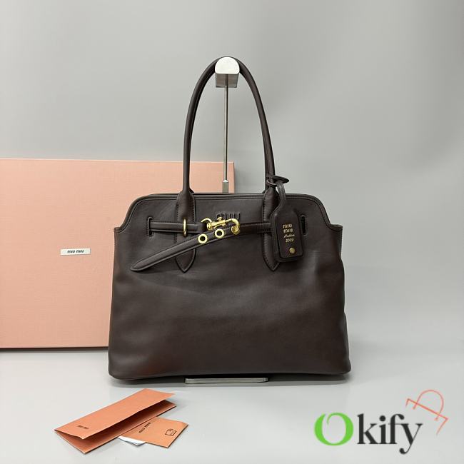 Okify MiuMiu Dark Brown Aventure Nappa Leather Bag 40x13x30cm  - 1