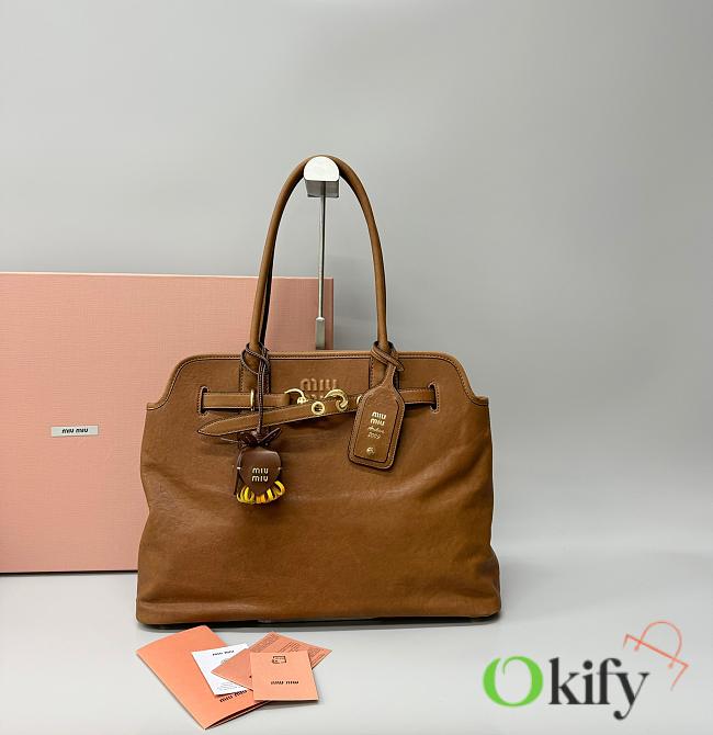 Okify MiuMiu Brown Aventure Nappa Leather Bag 40x13x30cm  - 1