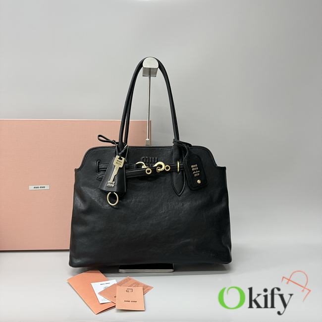 Okify MiuMiu Black Aventure Nappa Leather Bag 40x13x30cm  - 1