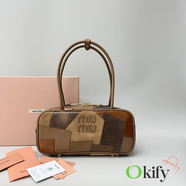 Okify MiuMiu Arcadie 24SS Bag In Multi Brown 29x9x13cm  - 1