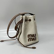 Okify MiuMiu Small Beige Canvas And Leather Bag 16x14x22cm  - 1