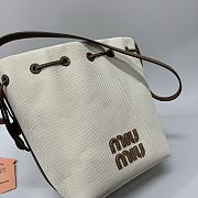 Okify MiuMiu Large Beige Canvas And Leather Bag 23x16x29cm  - 3