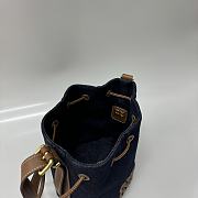 Okify MiuMiu Small Denim Blue Canvas And Leather Bag 16x14x22cm  - 5