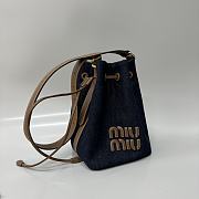 Okify MiuMiu Small Denim Blue Canvas And Leather Bag 16x14x22cm  - 4