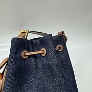 Okify MiuMiu Small Denim Blue Canvas And Leather Bag 16x14x22cm  - 2