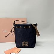 Okify MiuMiu Large Denim Blue Canvas And Leather Bag 23x16x29cm  - 1